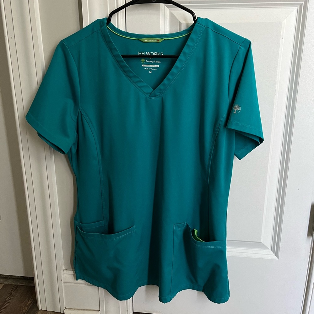Healing Hands teal scrub set